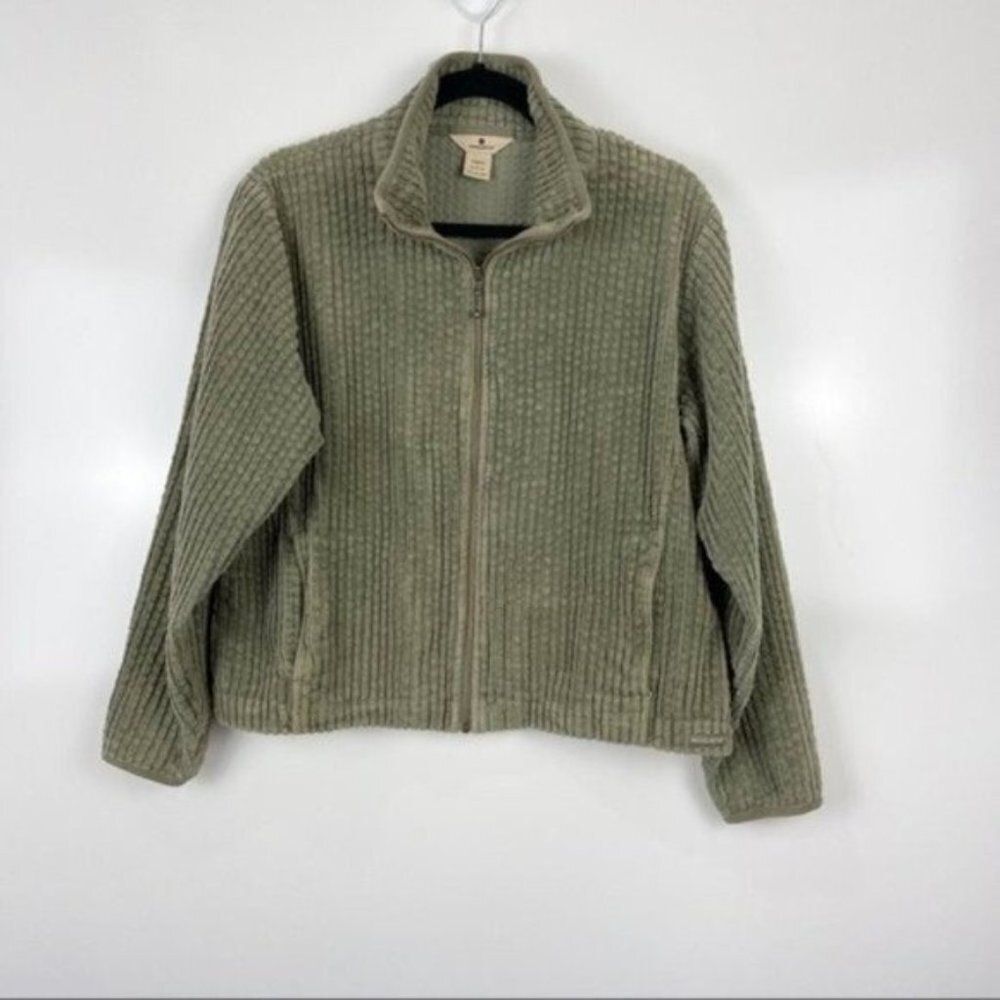 Woolrich Corduroy Zip Up Jacket Olive Green Women’s Large Petite